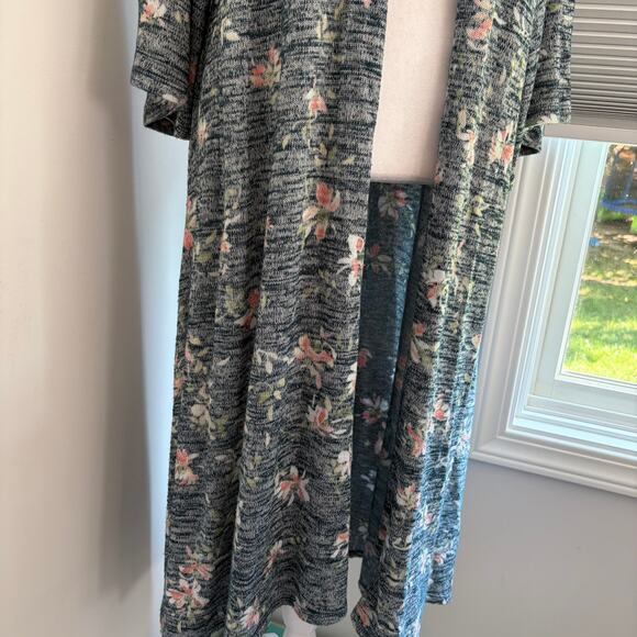 Torrid Blue Floral Duster Cardigan 3X Kimono Style Light Weight Stretch Boho - Picture 3 of 6